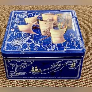 Mid Century Vintage Nabisco Frears Voyage of the Mayflower Litho Biscuit Tin